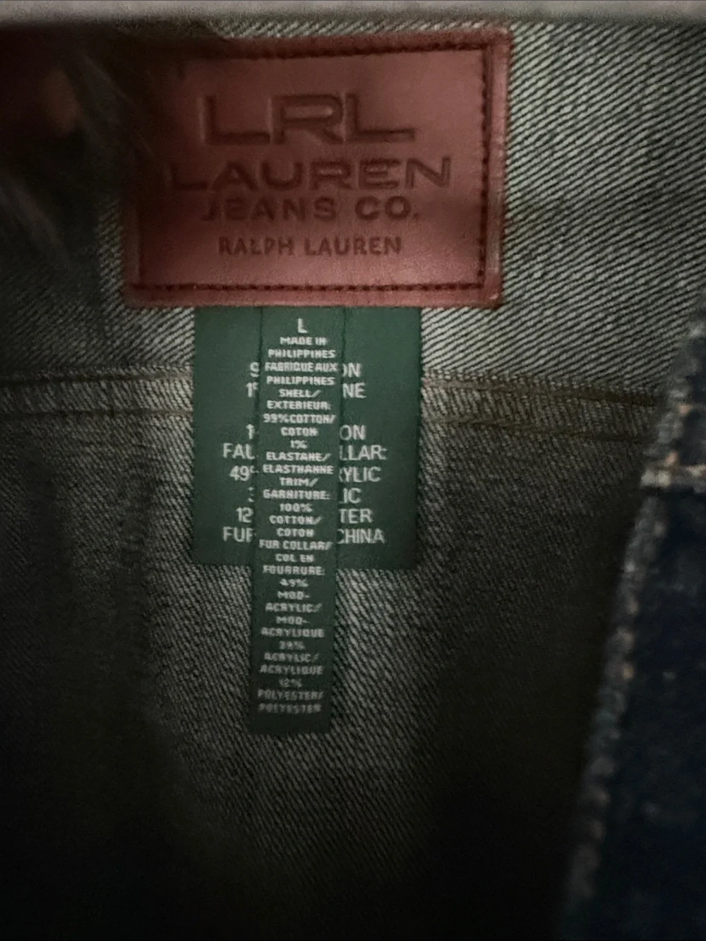 Ralph Lauren Dark Blue Denim Jacket with Faux Fur Collar - Picture 2 of 4
